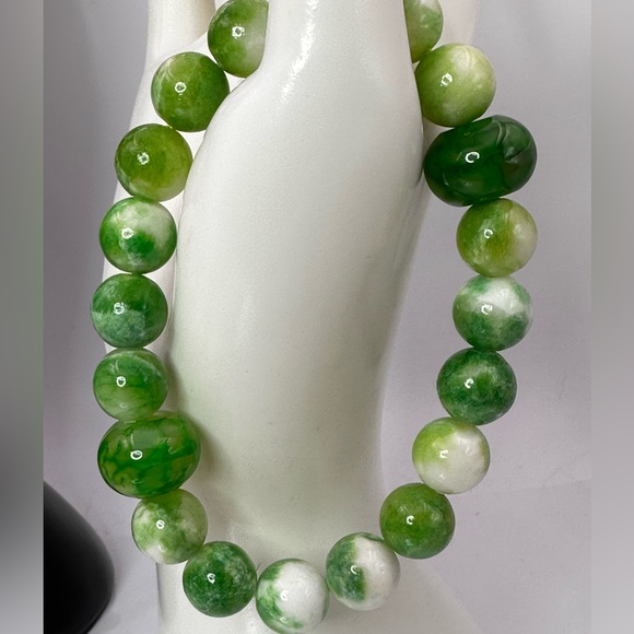 RARE PERSIAN JADE + AGATE NATURAL BRACELET size 7”,8” - Picture 5 of 13